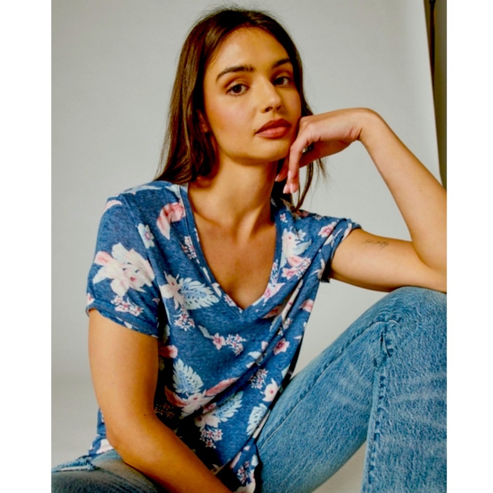 Lucky Brand Blue Floral Tee